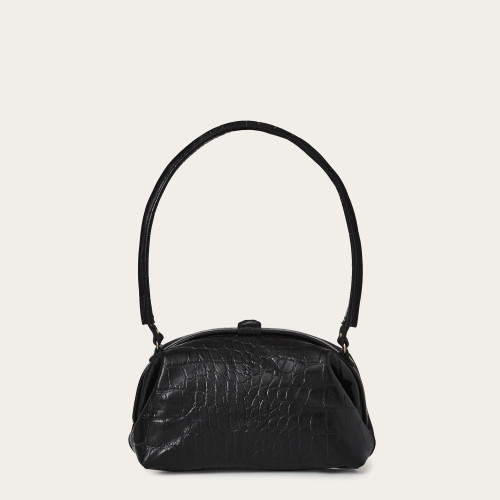 Hug bag torebka M, czarny wzór krokodyla #704